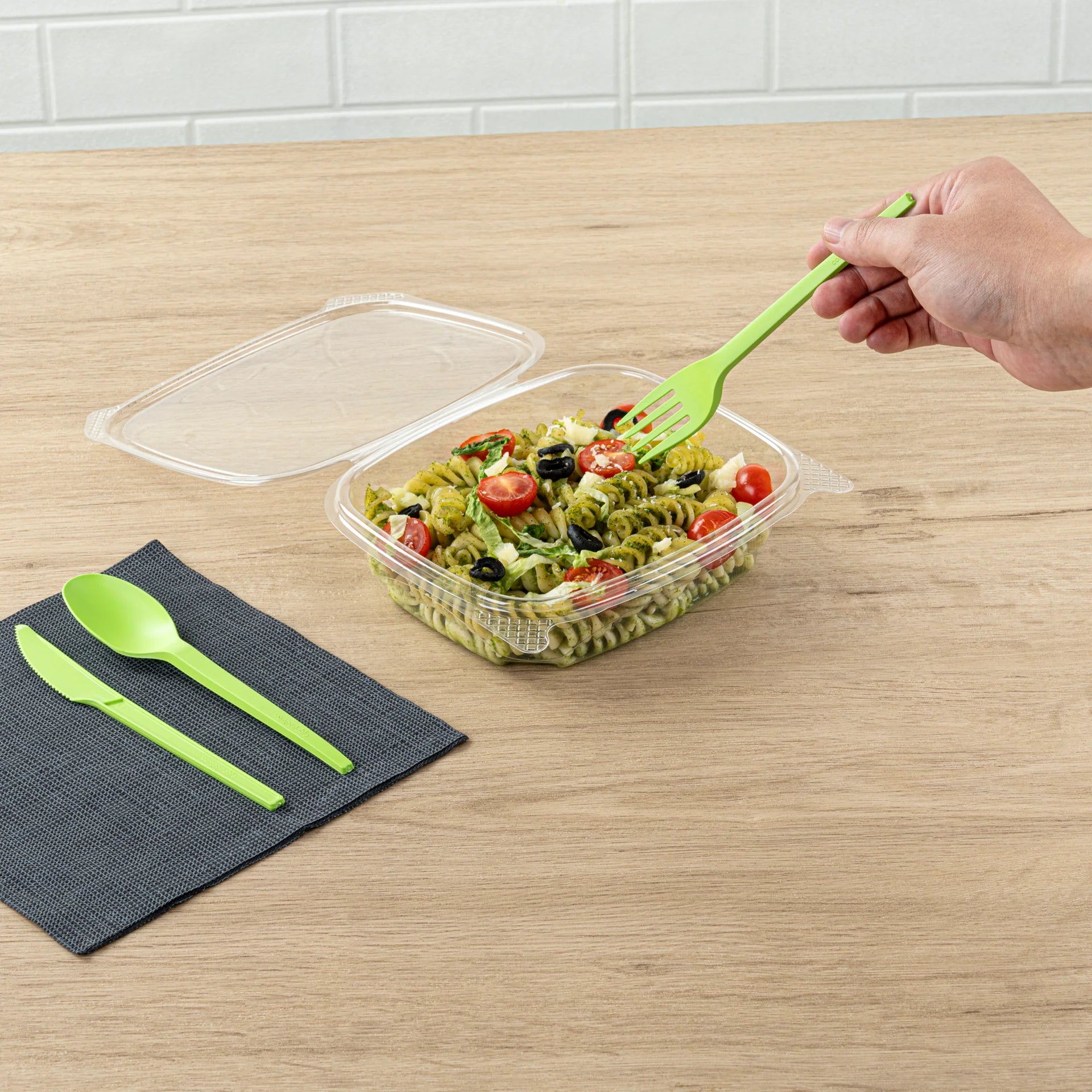 Green Compostable CPLA Cutlery Set – 6.5 in Utensils – 290 Sets per Box