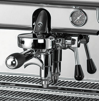 Close-up of BFC Galileo group heads – Italian coffee machine for cafés