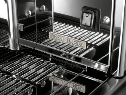 Close-up of BFC Galileo group heads – Italian coffee machine for cafés
