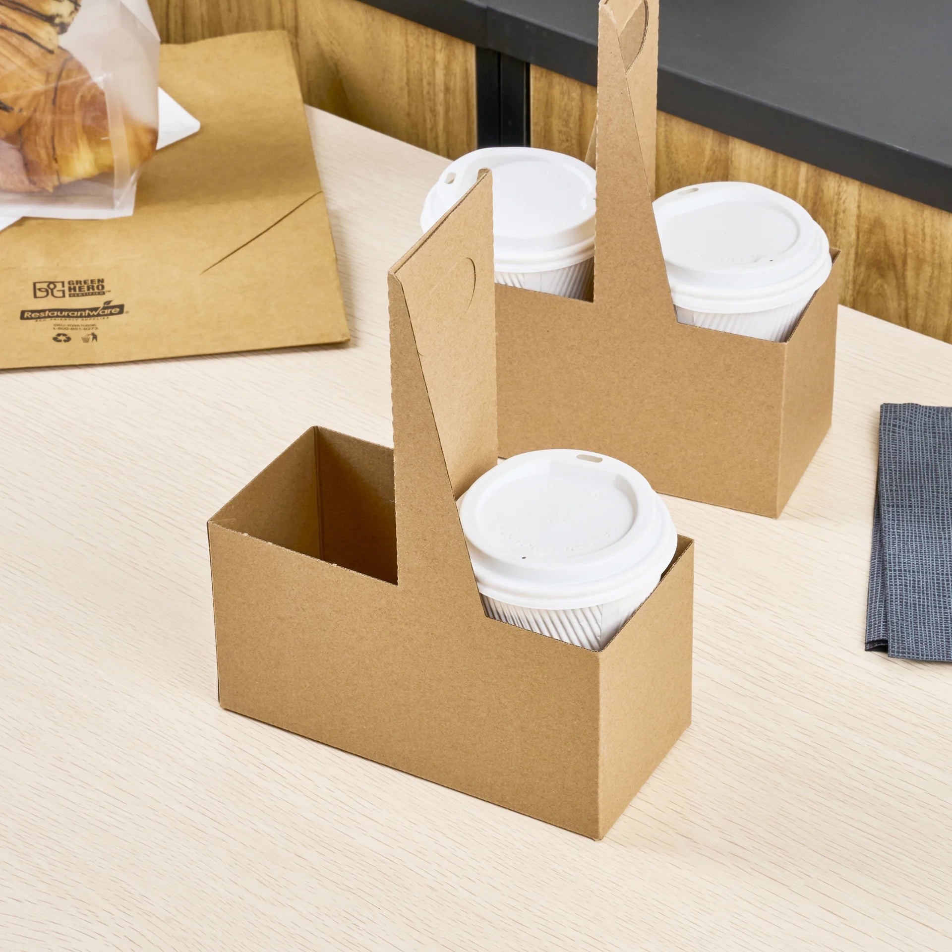 Kraft Paper Altalena Drink Carrier - Fits 2 Cups