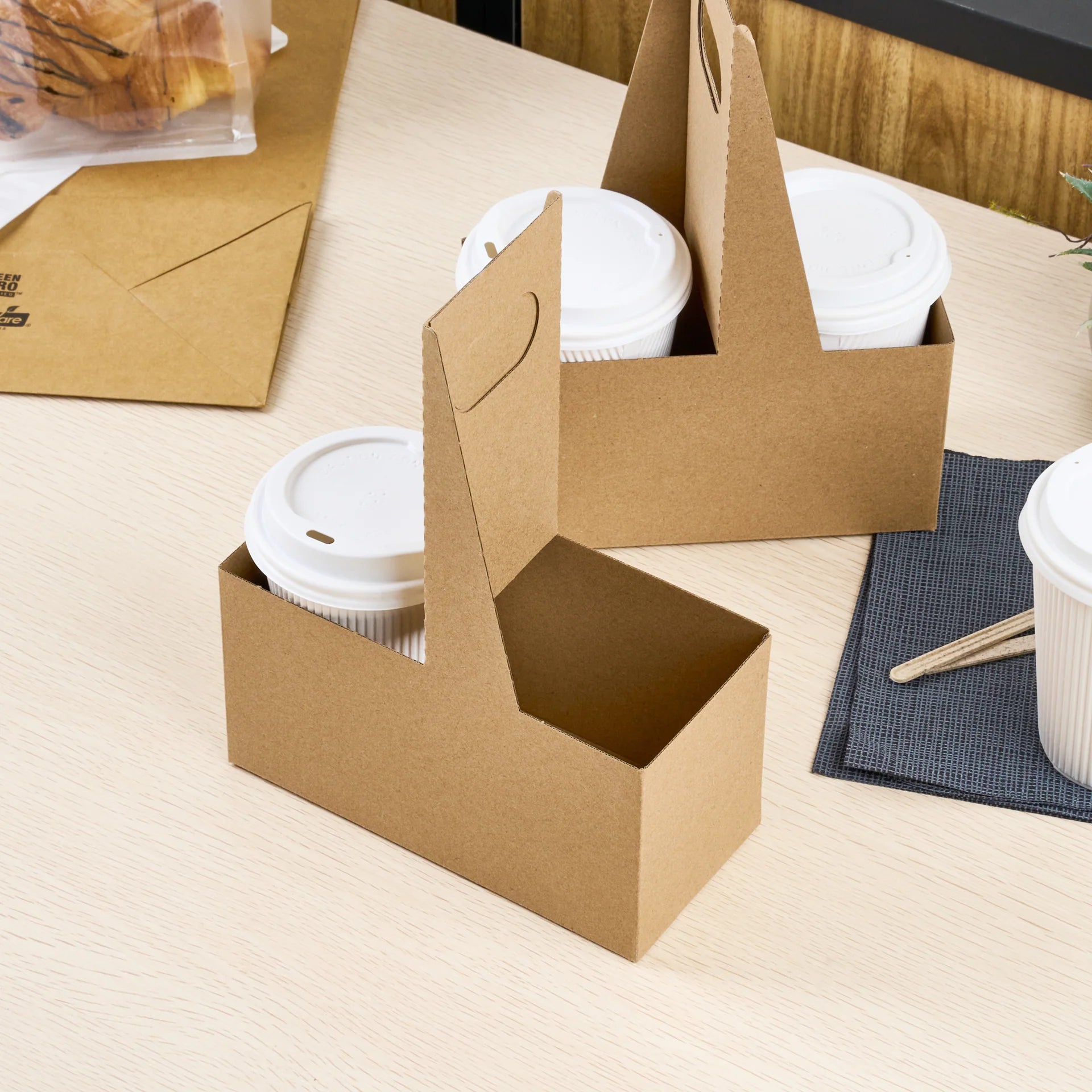 Kraft Paper Altalena Drink Carrier - Fits 2 Cups