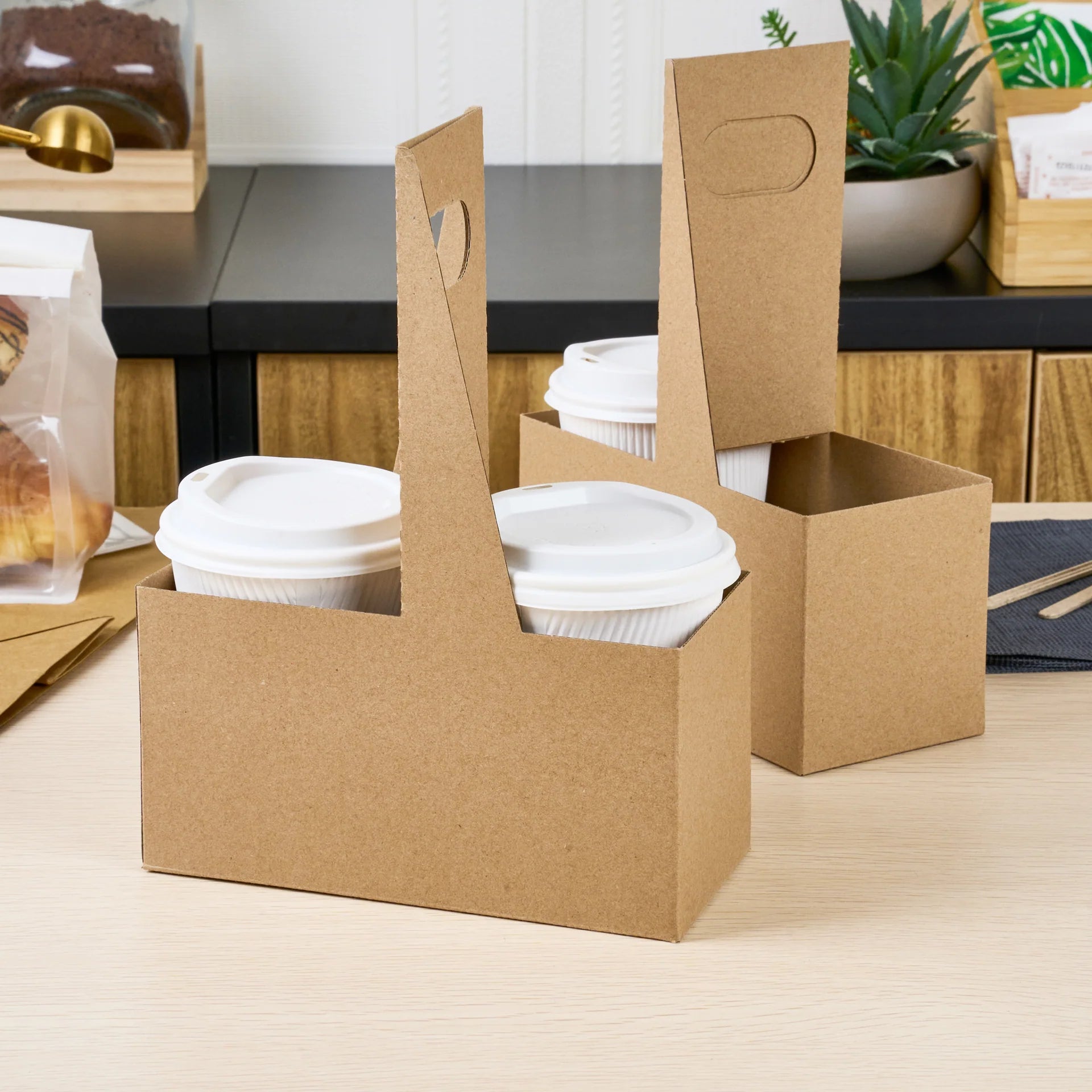 Kraft Paper Altalena Drink Carrier - Fits 2 Cups