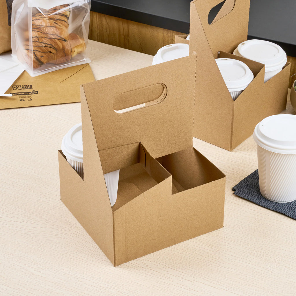Kraft Paper Altalena Drink Carrier - Fits 4 Cups
