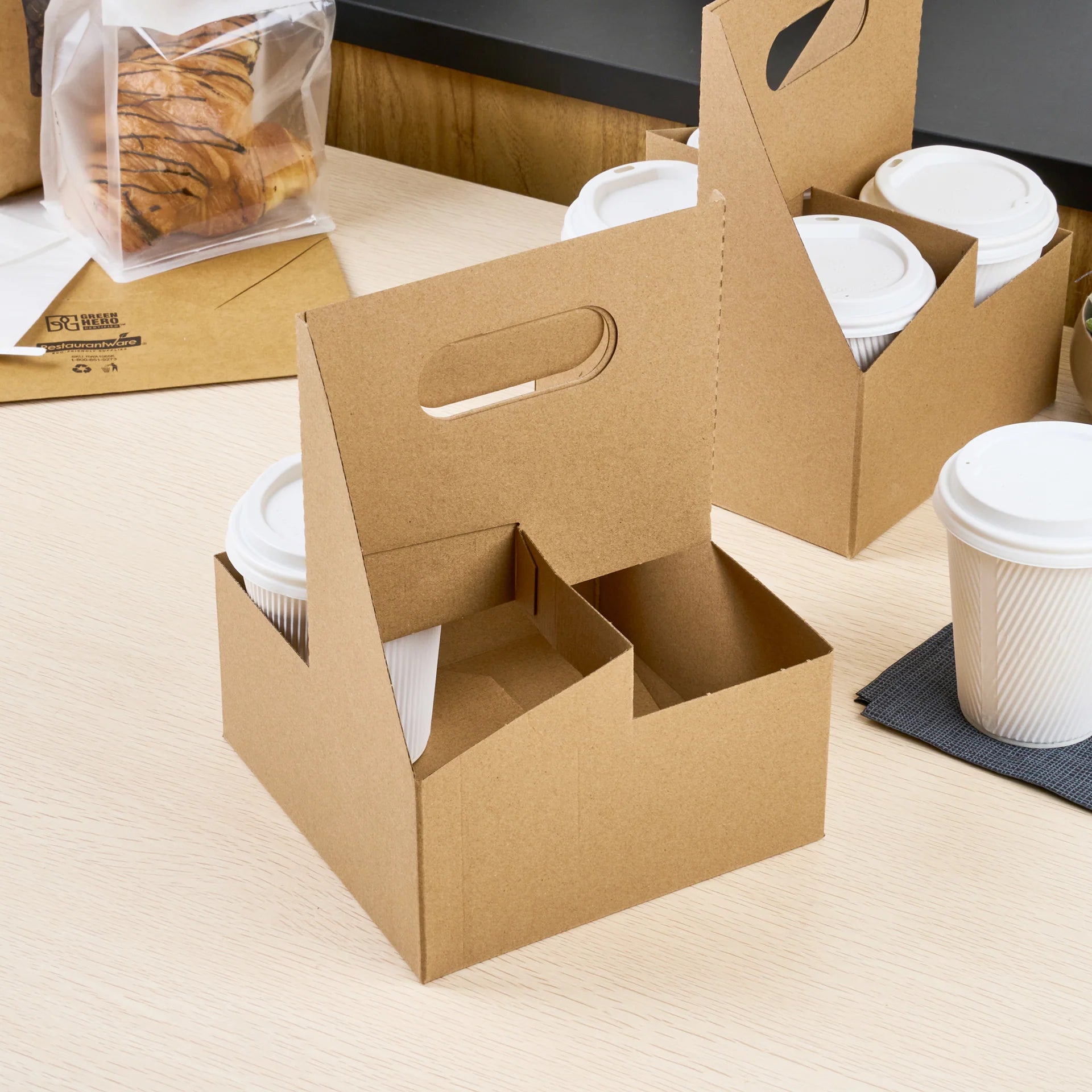 Kraft Paper Altalena Drink Carrier - Fits 4 Cups