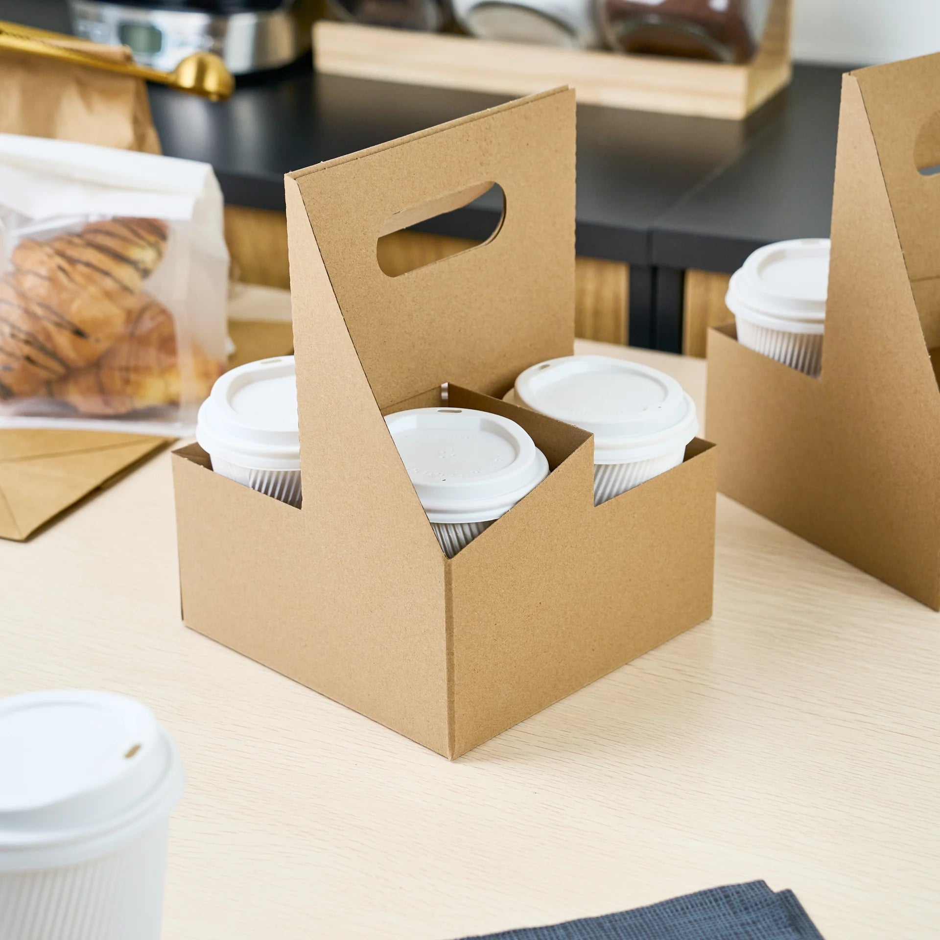 Kraft Paper Altalena Drink Carrier - Fits 4 Cups