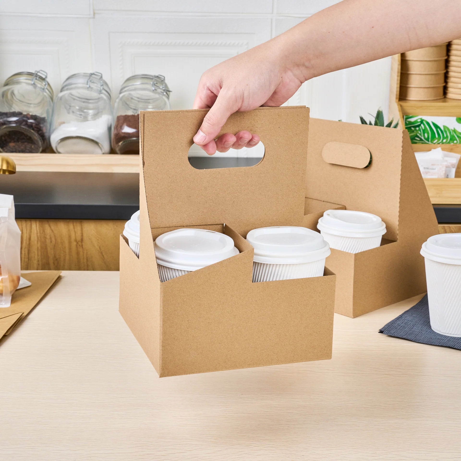 Kraft Paper Altalena Drink Carrier - Fits 4 Cups