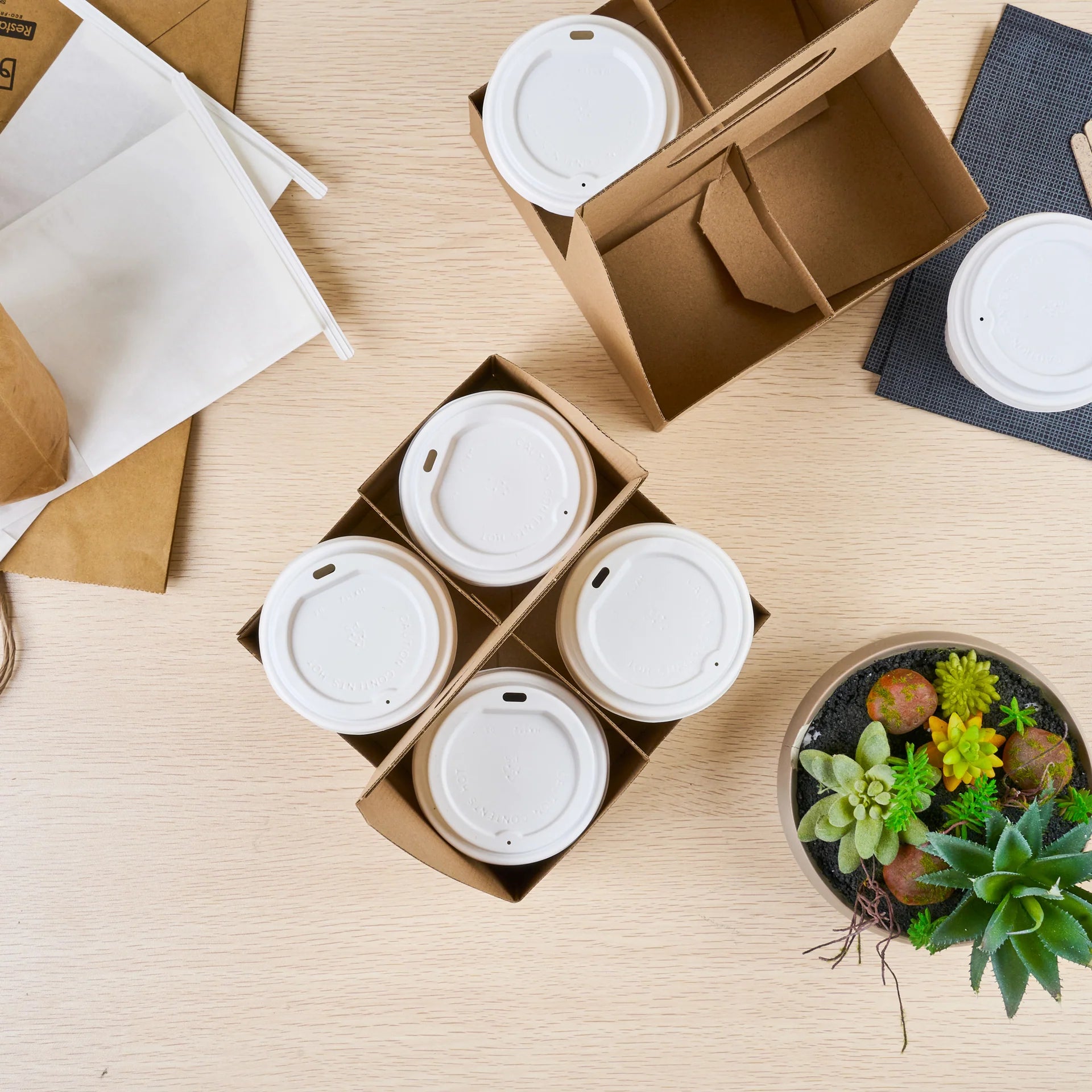 Kraft Paper Altalena Drink Carrier - Fits 4 Cups