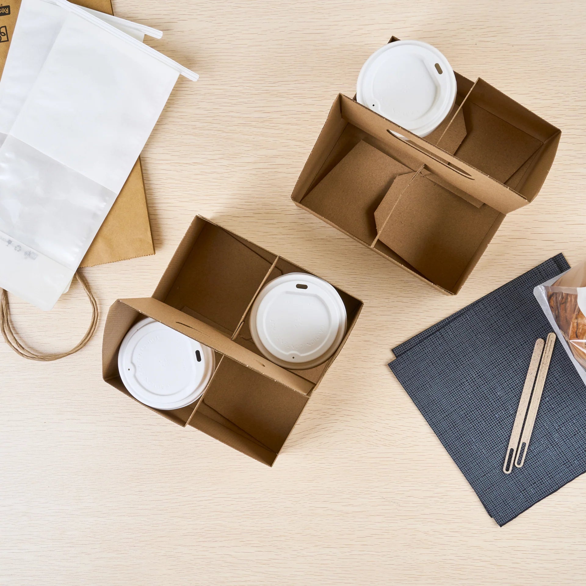 Kraft Paper Altalena Drink Carrier - Fits 4 Cups
