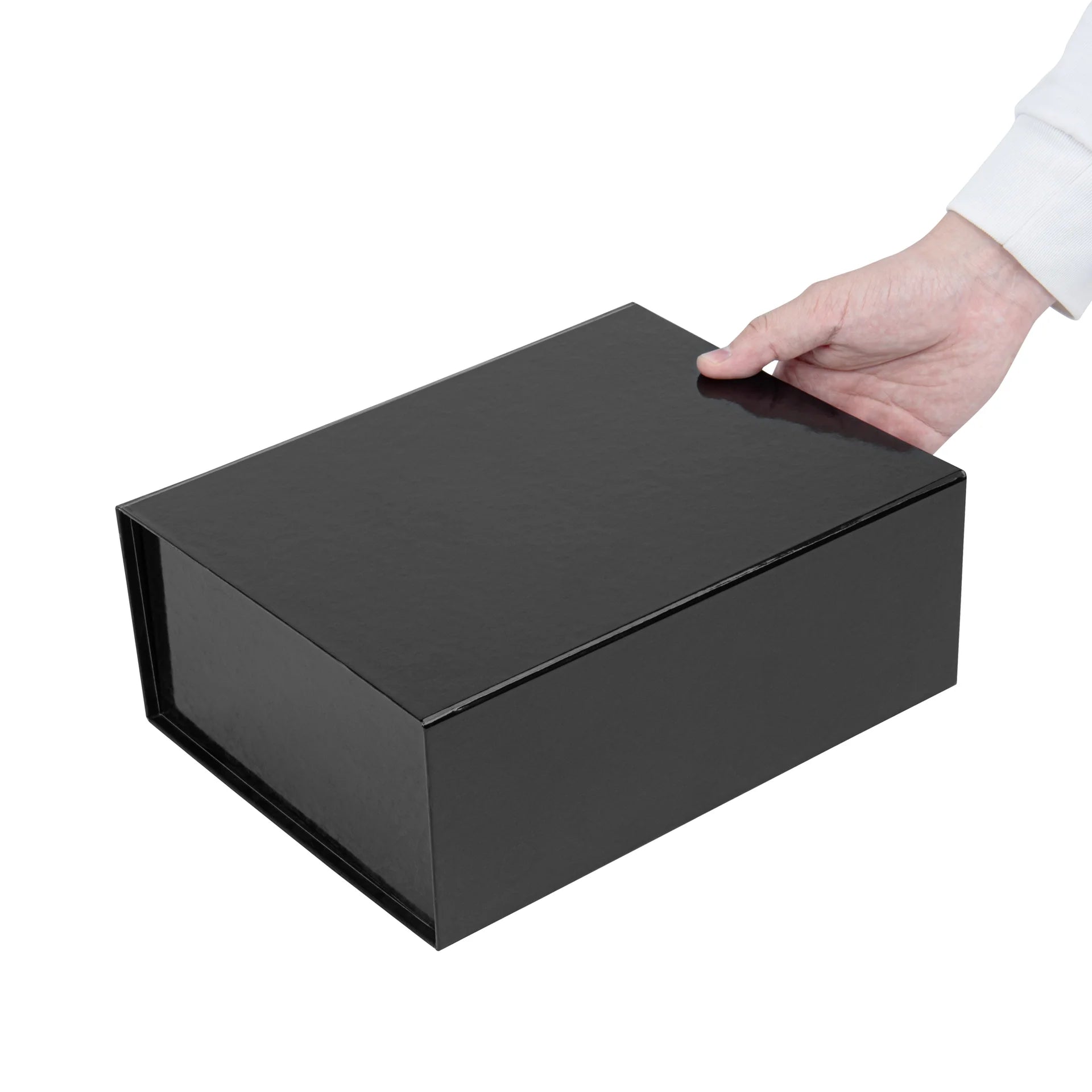 Gloss Black Magnetic Paper Box – Large