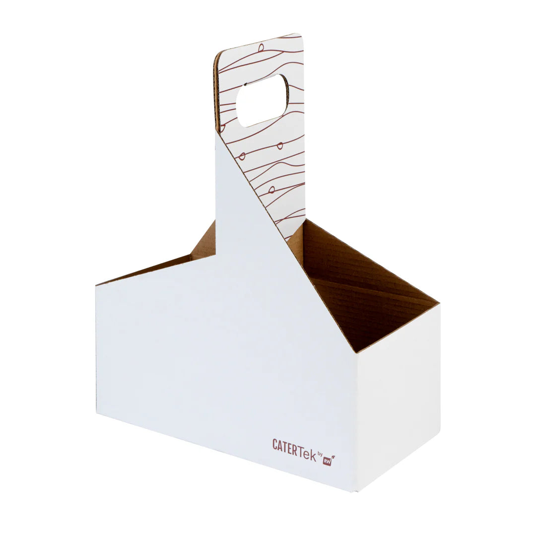 White and Brown Paper Drink Carrier - Holds 2
