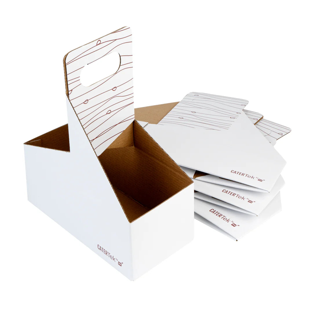 White and Brown Paper Drink Carrier - Holds 2