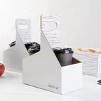 White and Brown Paper Drink Carrier - Holds 2