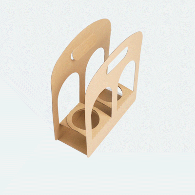 Kraft Paper Sunrise Drink Carrier - Fits 2 Cups