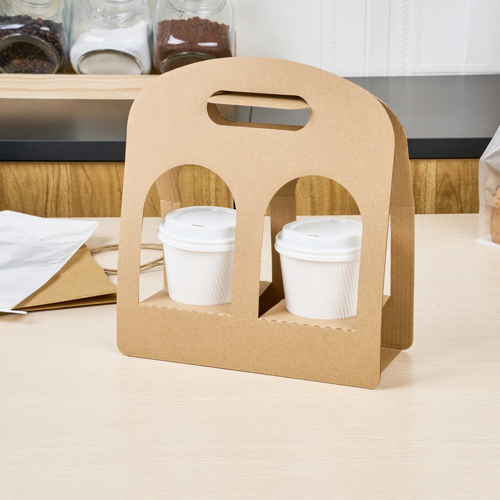 Kraft Paper Sunrise Drink Carrier - Fits 2 Cups