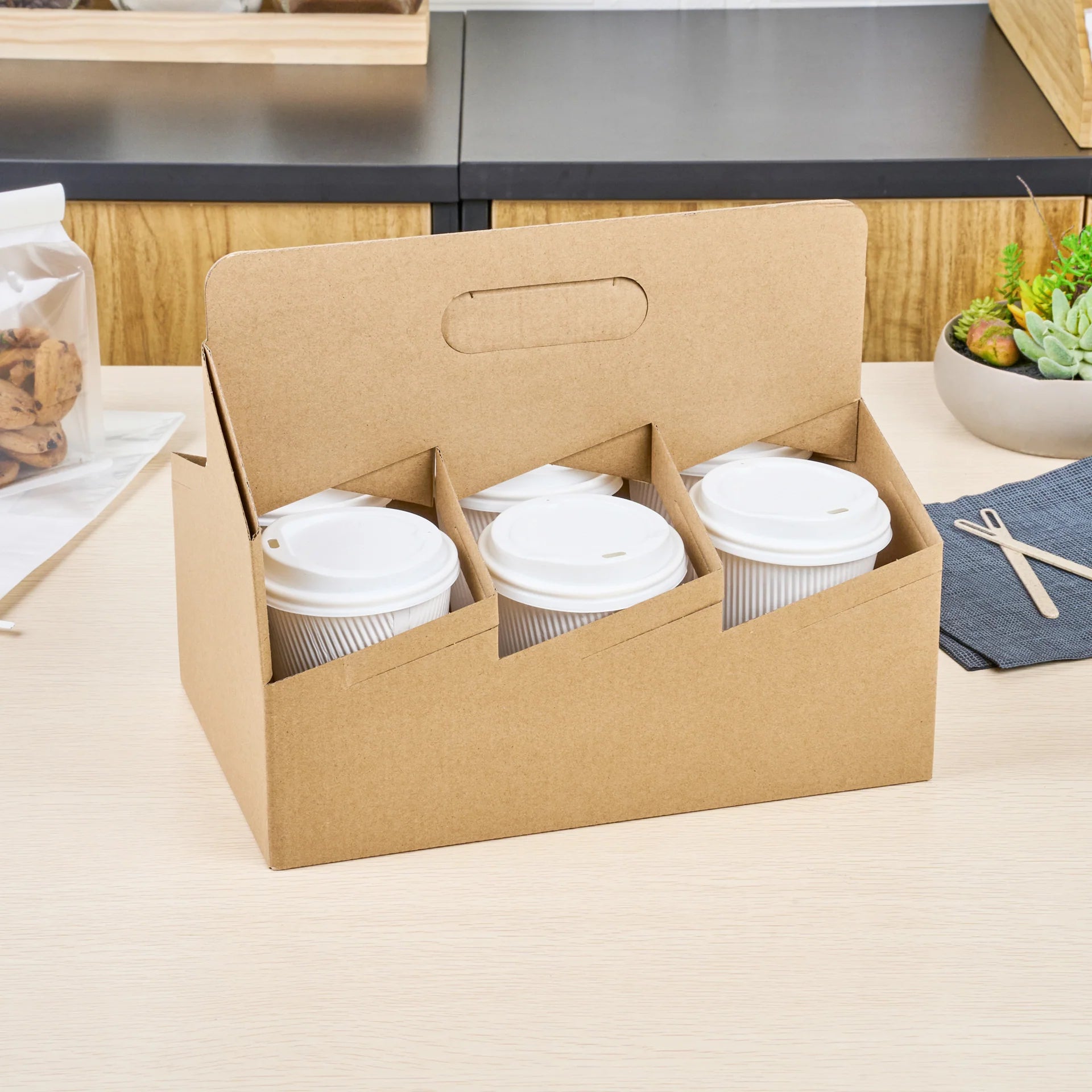 Kraft Paper Altalena Drink Carrier - Fits 6 Cups