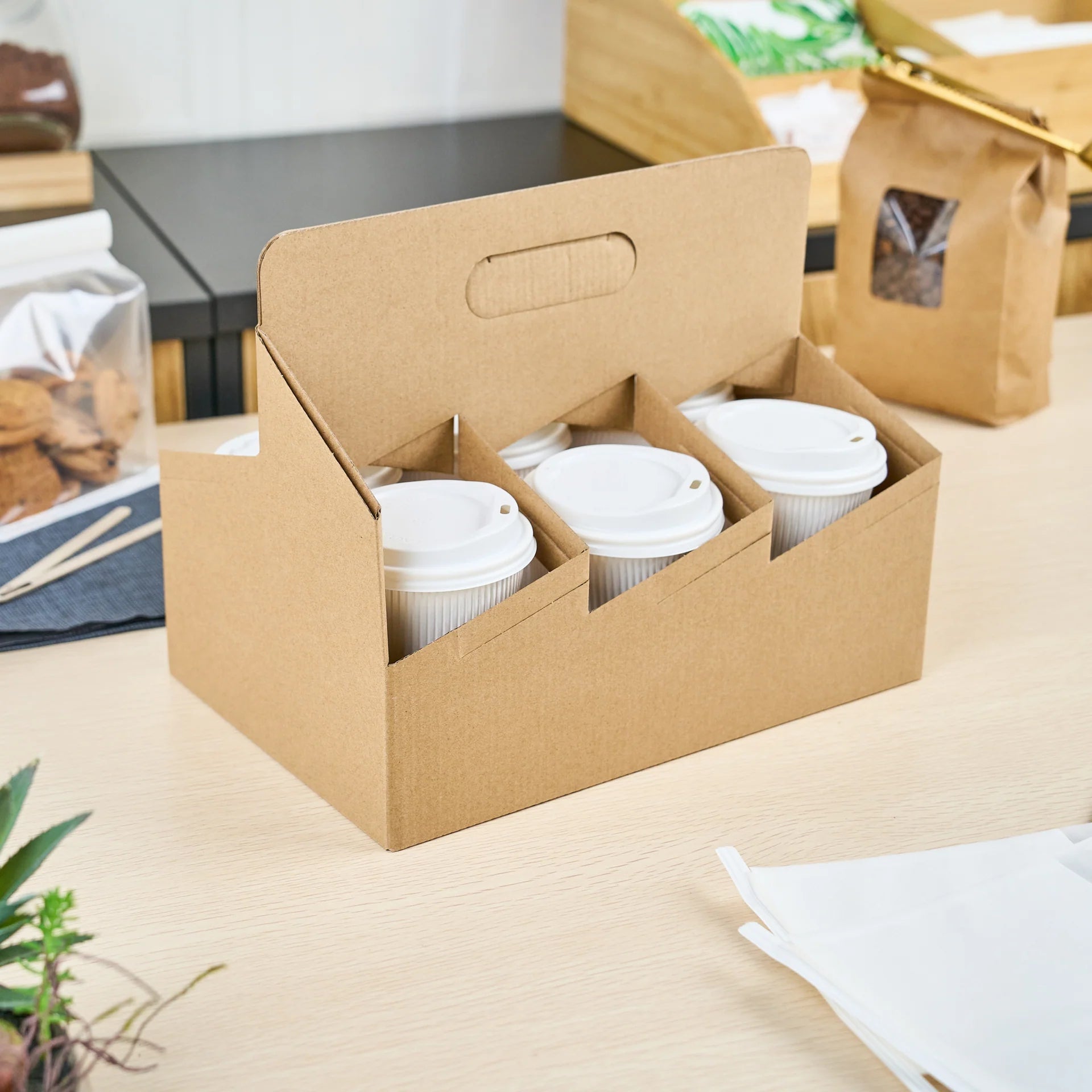 Kraft Paper Altalena Drink Carrier - Fits 6 Cups