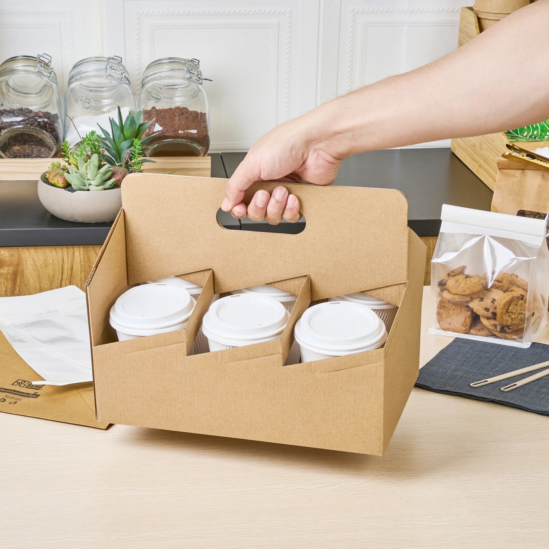 Kraft Paper Altalena Drink Carrier - Fits 6 Cups