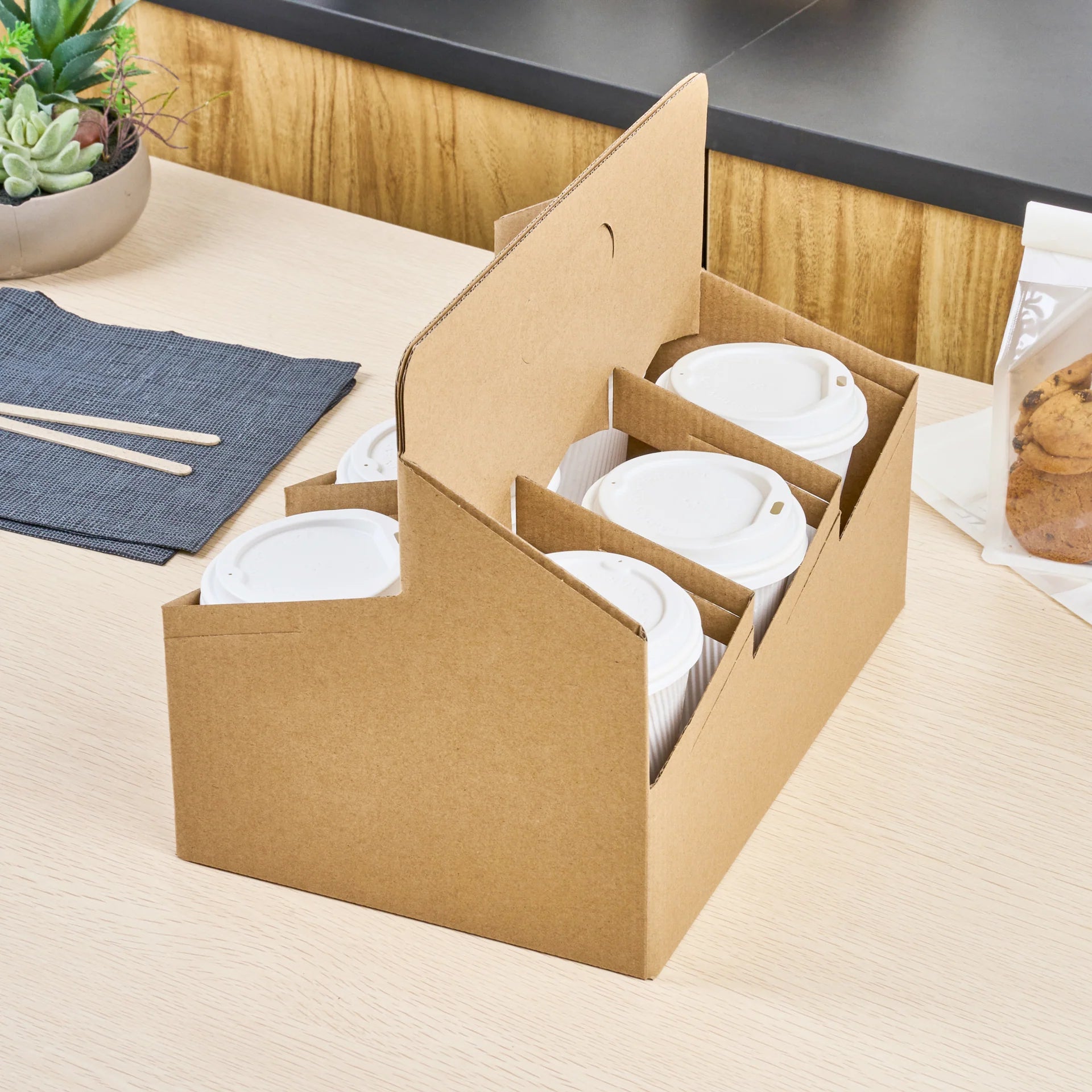 Kraft Paper Altalena Drink Carrier - Fits 6 Cups