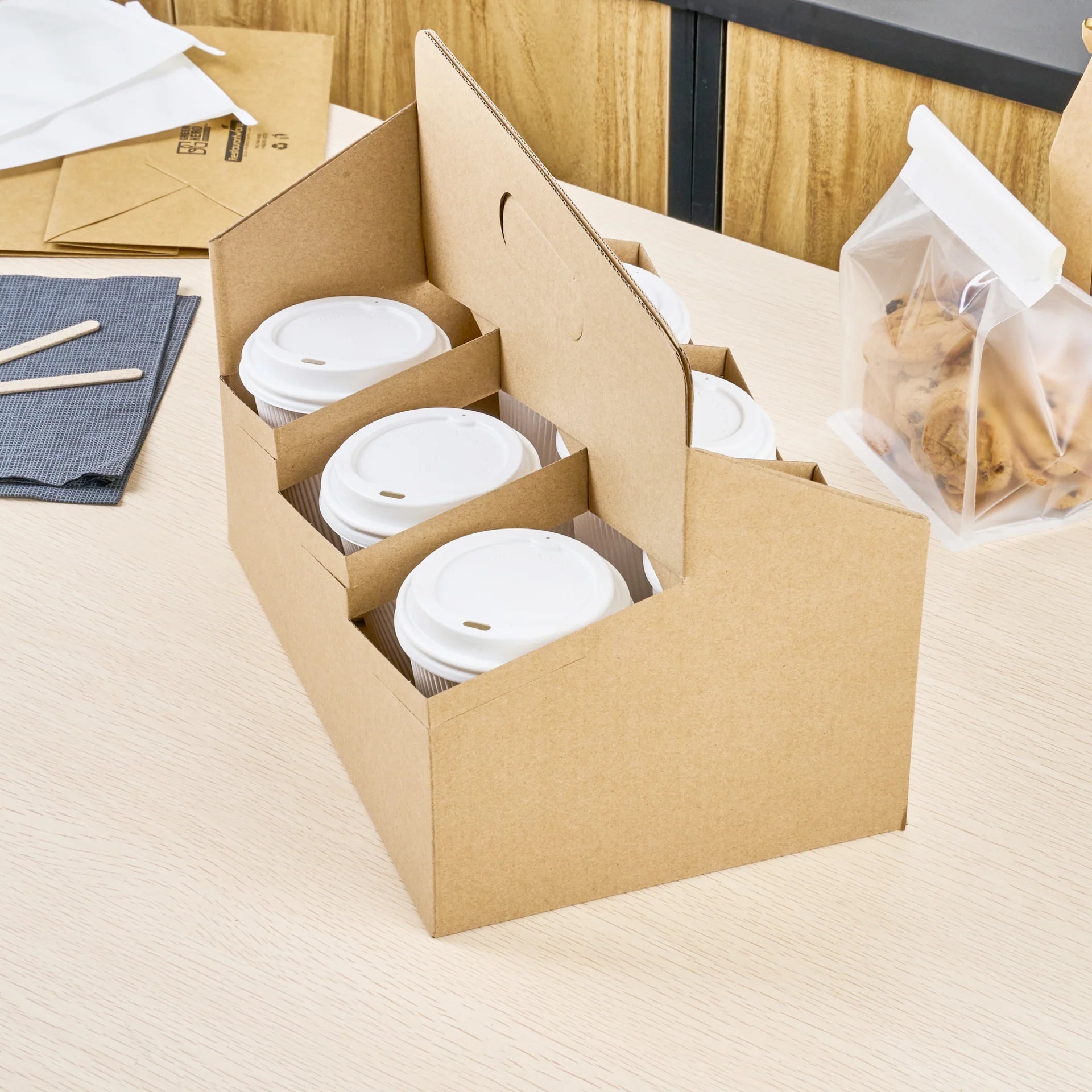 Kraft Paper Altalena Drink Carrier - Fits 6 Cups