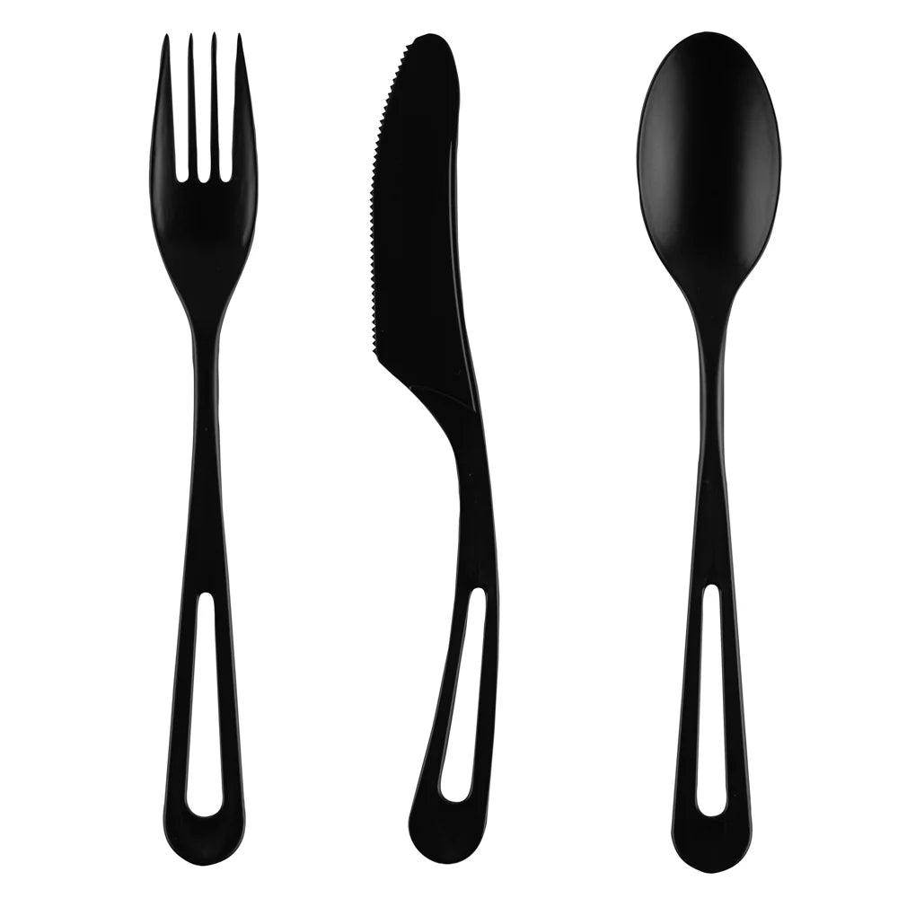 Black Compostable CPLA Cutlery Set – 7.5 in, 290 Pieces per Box