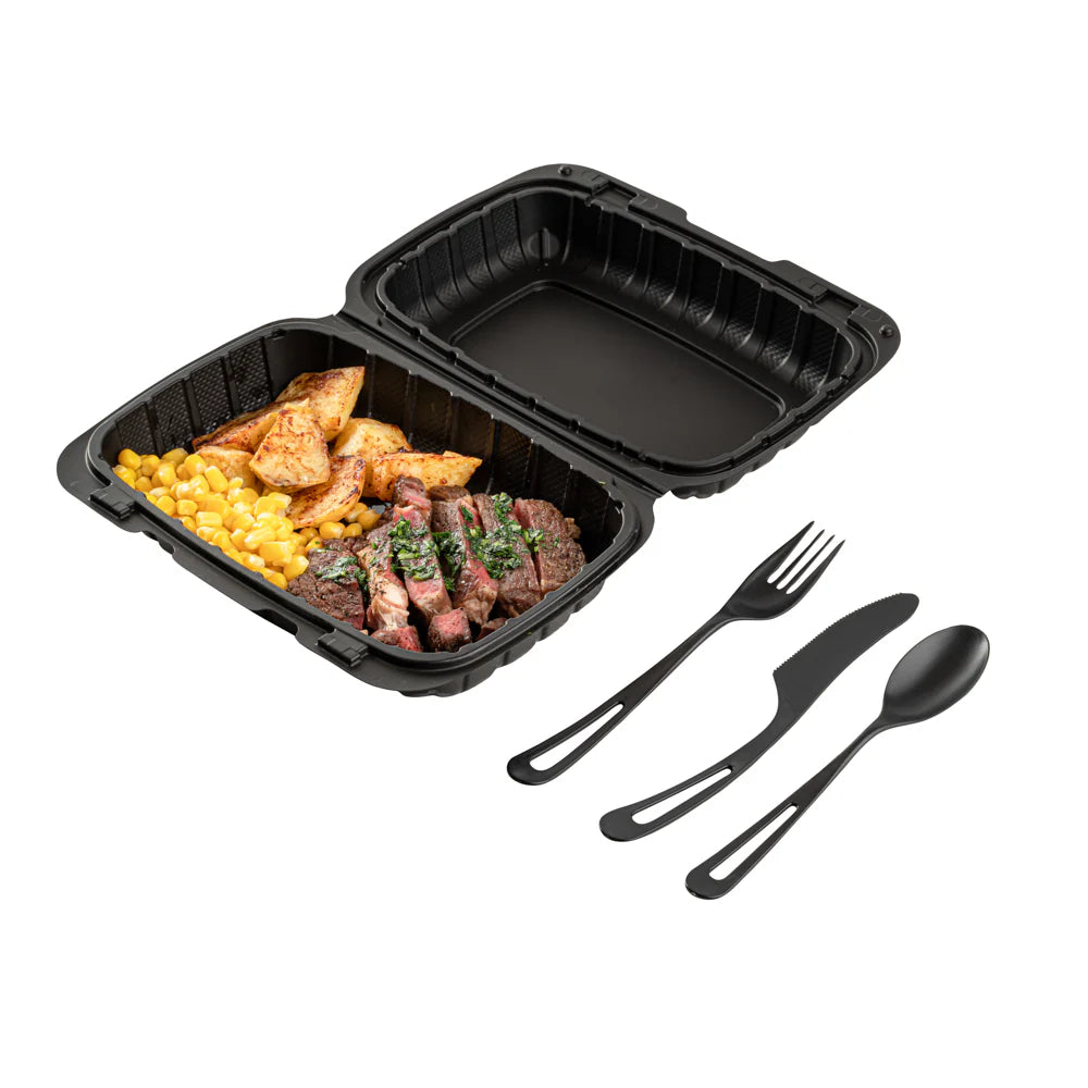 Black Compostable CPLA Cutlery Set – 7.5 in, 290 Pieces per Box