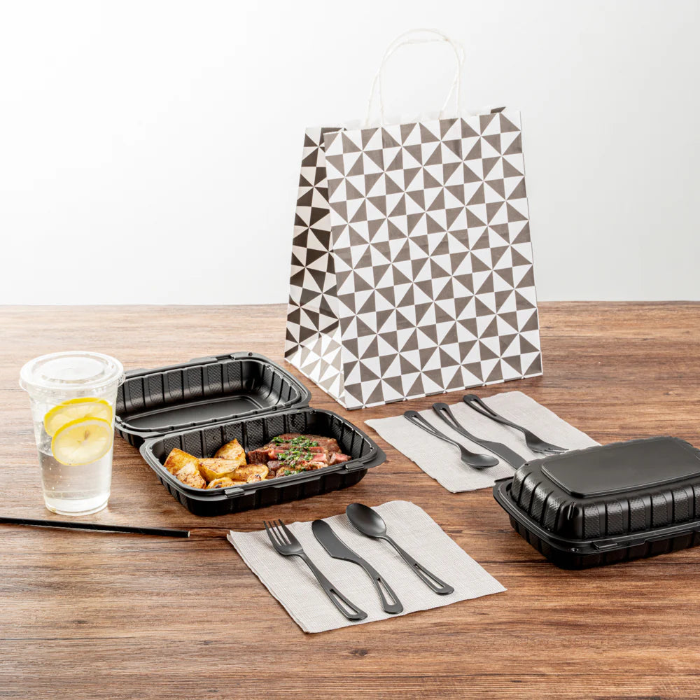 Black Compostable CPLA Cutlery Set – 7.5 in, 290 Pieces per Box