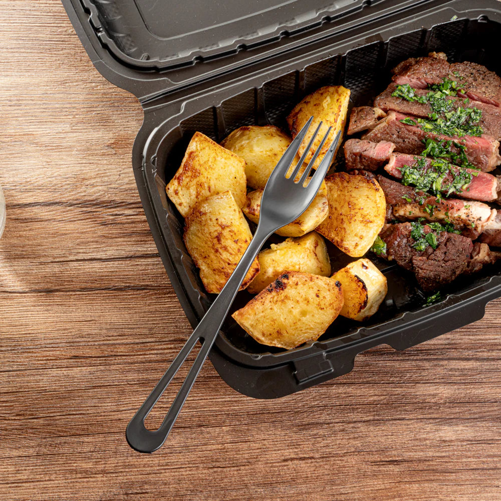 Black Compostable CPLA Cutlery Set – 7.5 in, 290 Pieces per Box