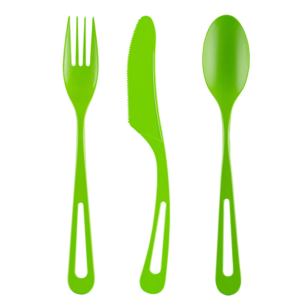 Green Compostable CPLA Cutlery Set – 7.5 in Utensils – 290 Sets per Box