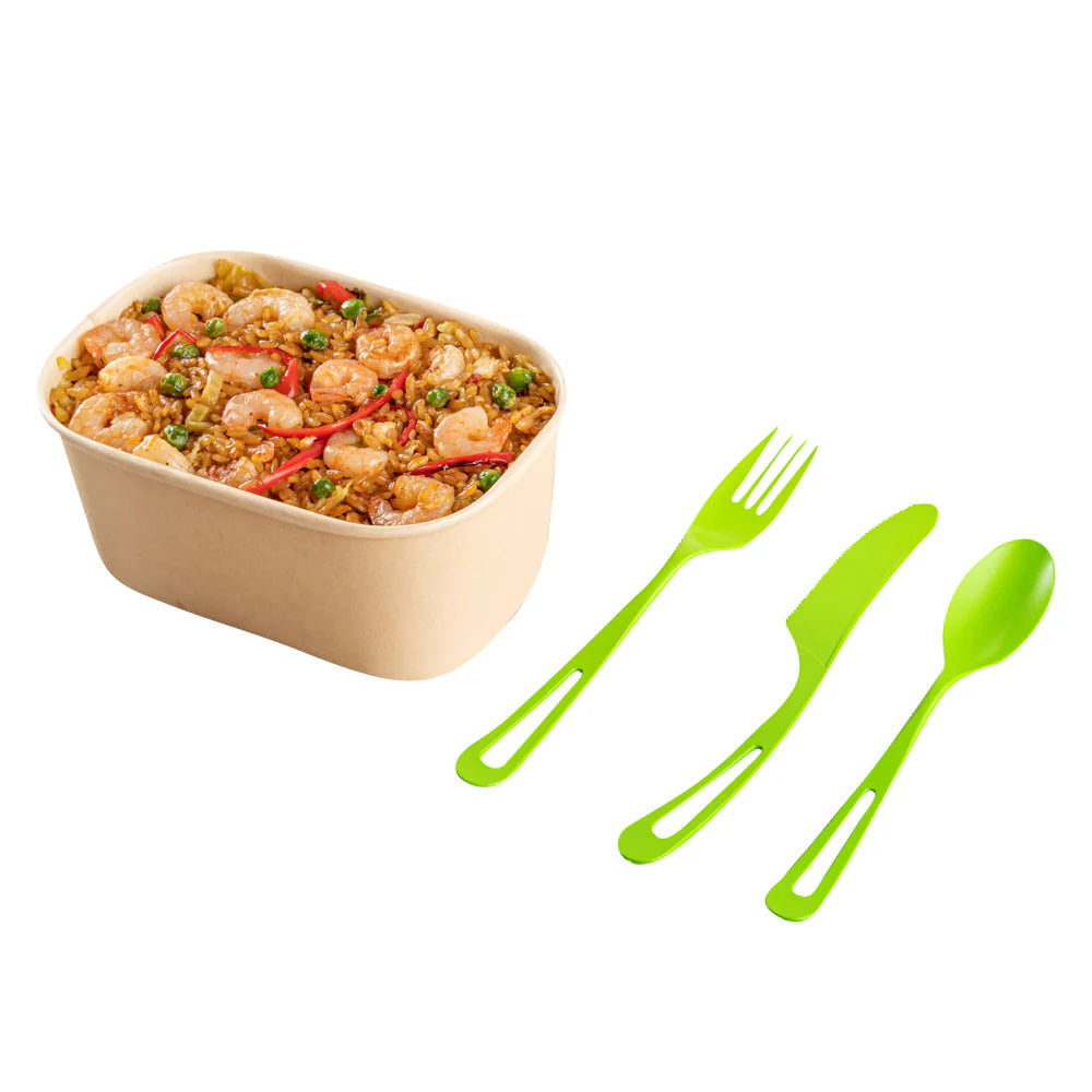Green Compostable CPLA Cutlery Set – 7.5 in Utensils – 290 Sets per Box
