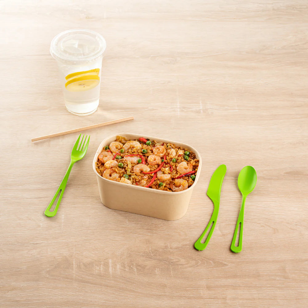Green Compostable CPLA Cutlery Set – 7.5 in Utensils – 290 Sets per Box