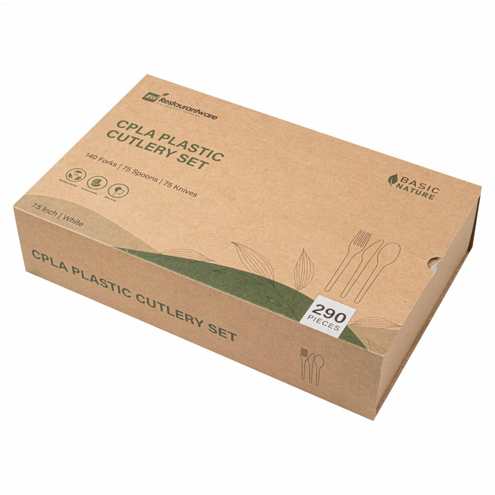 White Compostable CPLA Cutlery Set – 7.5 in, 290 Pieces per Box