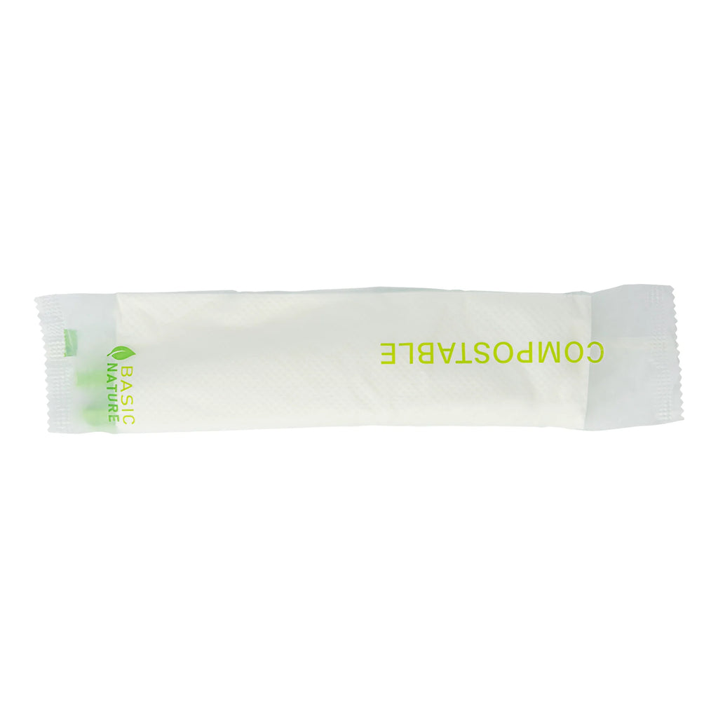 Green Compostable Cutlery Set with Napkin – 6.5 in – 100 Pieces per Box