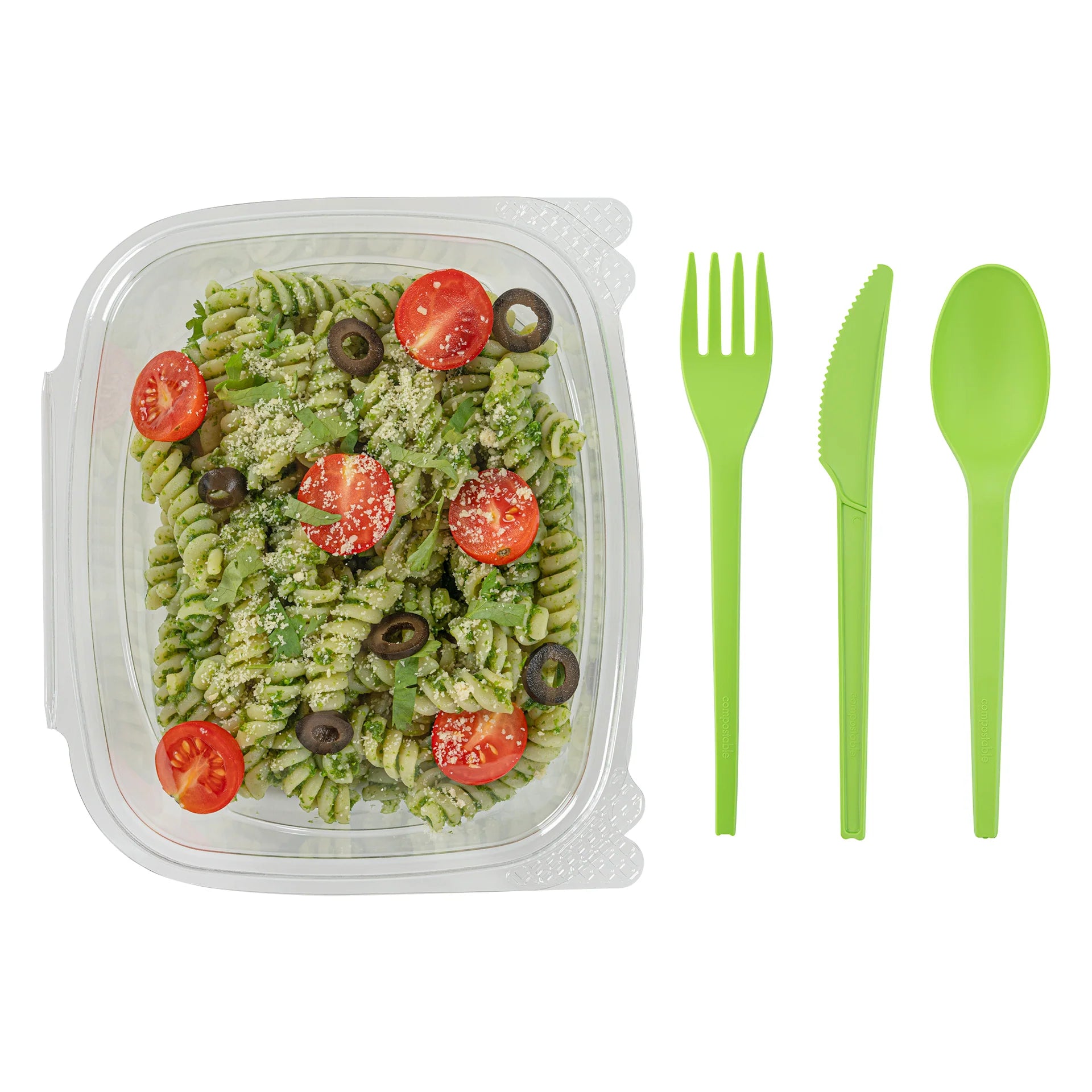 Green Compostable CPLA Cutlery Set – 6.5 in Utensils – 290 Sets per Box
