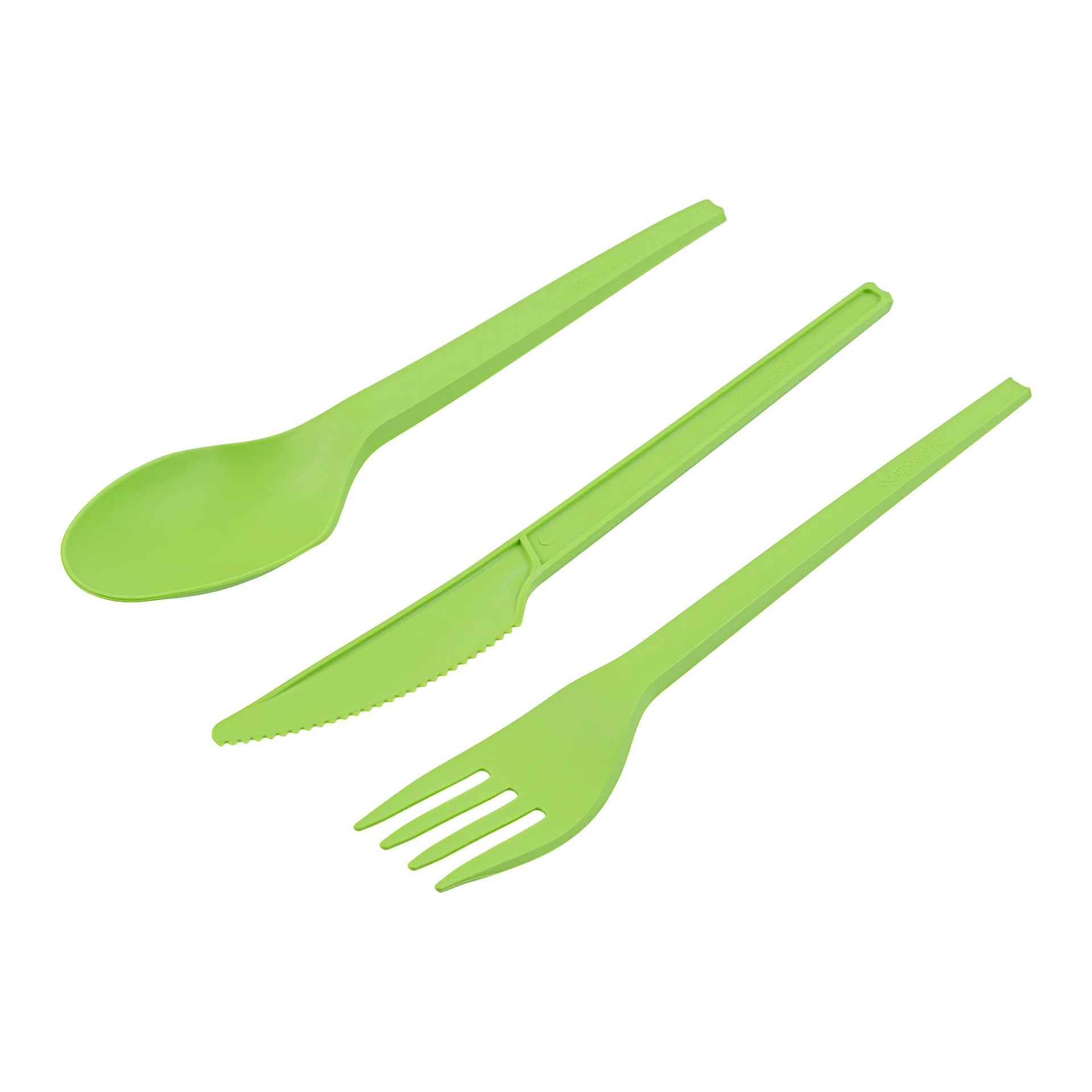 Green Compostable CPLA Cutlery Set – 6.5 in Utensils – 290 Sets per Box