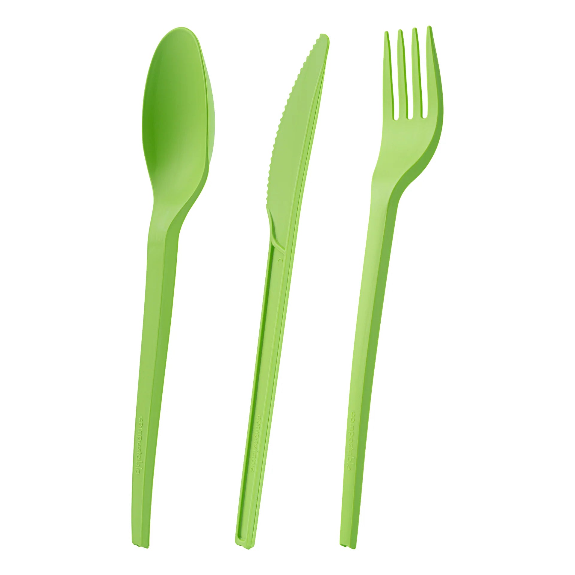Green Compostable CPLA Cutlery Set – 6.5 in Utensils – 290 Sets per Box