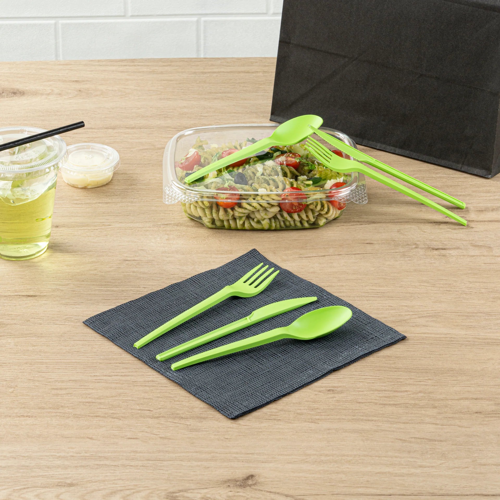 Green Compostable CPLA Cutlery Set – 6.5 in Utensils – 290 Sets per Box