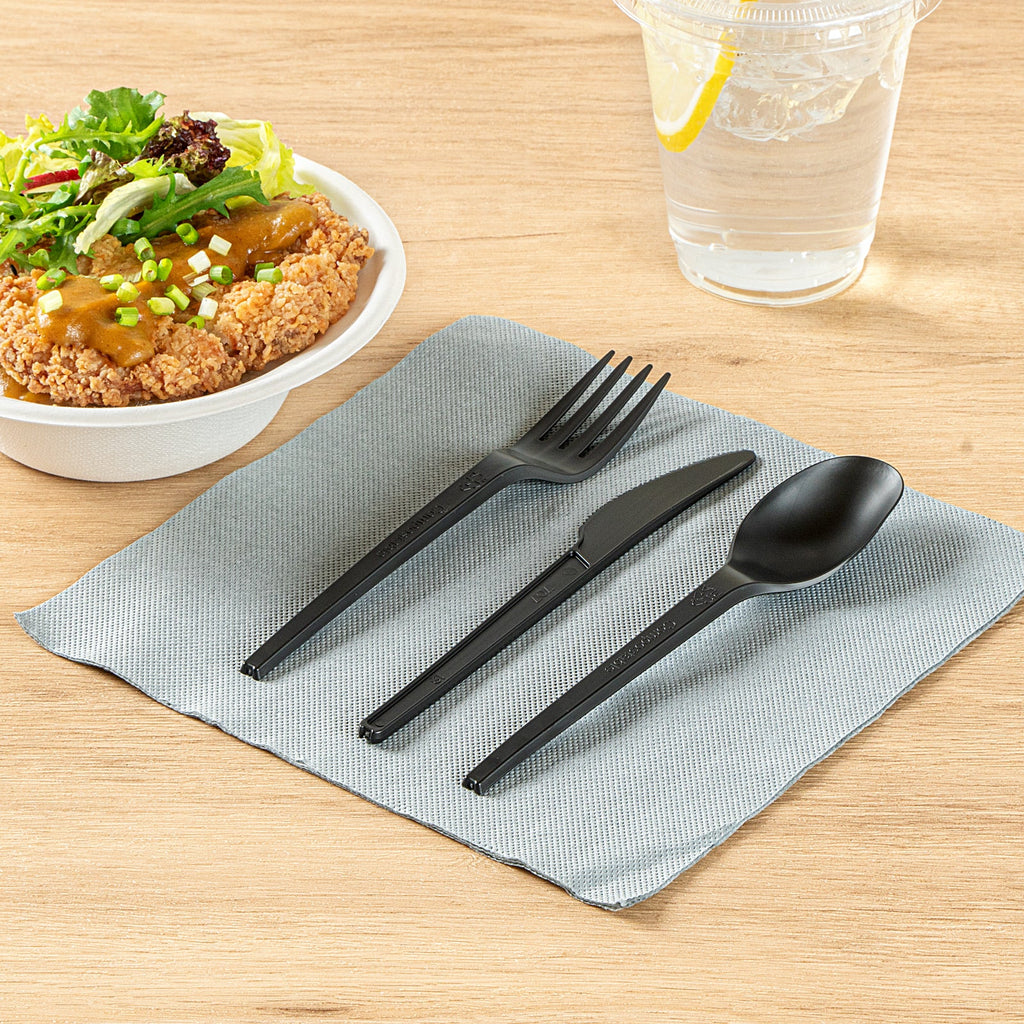 Black Compostable CPLA Cutlery Set – 6.5 in, 290 Pieces per Box