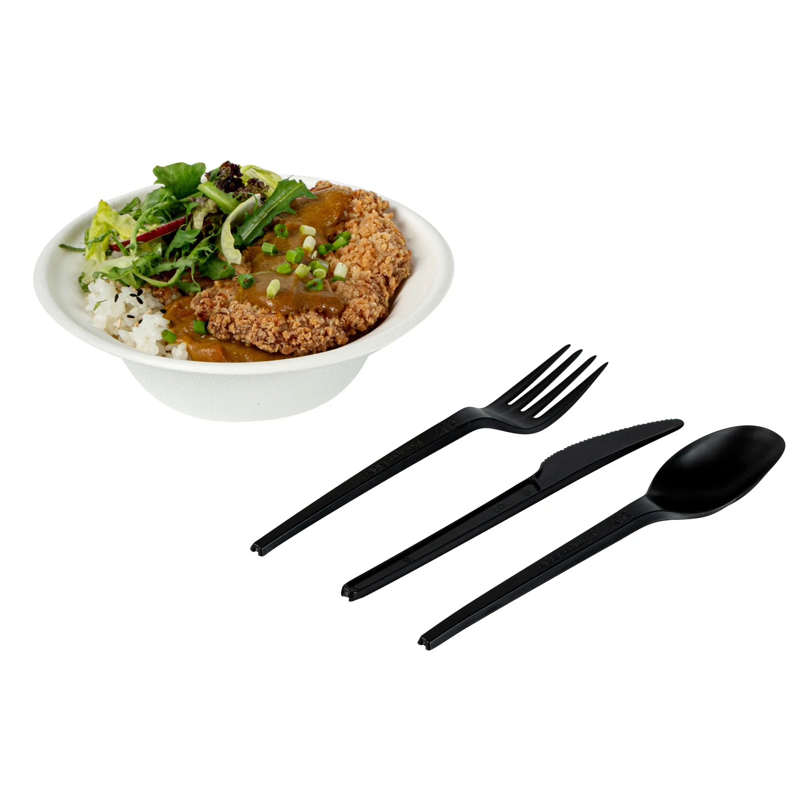 Black Compostable CPLA Cutlery Set – 6.5 in, 290 Pieces per Box