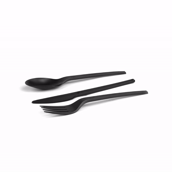 Black Compostable CPLA Cutlery Set – 6.5 in, 290 Pieces per Box
