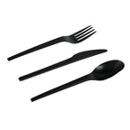 Black Compostable CPLA Cutlery Set – 6.5 in, 290 Pieces per Box