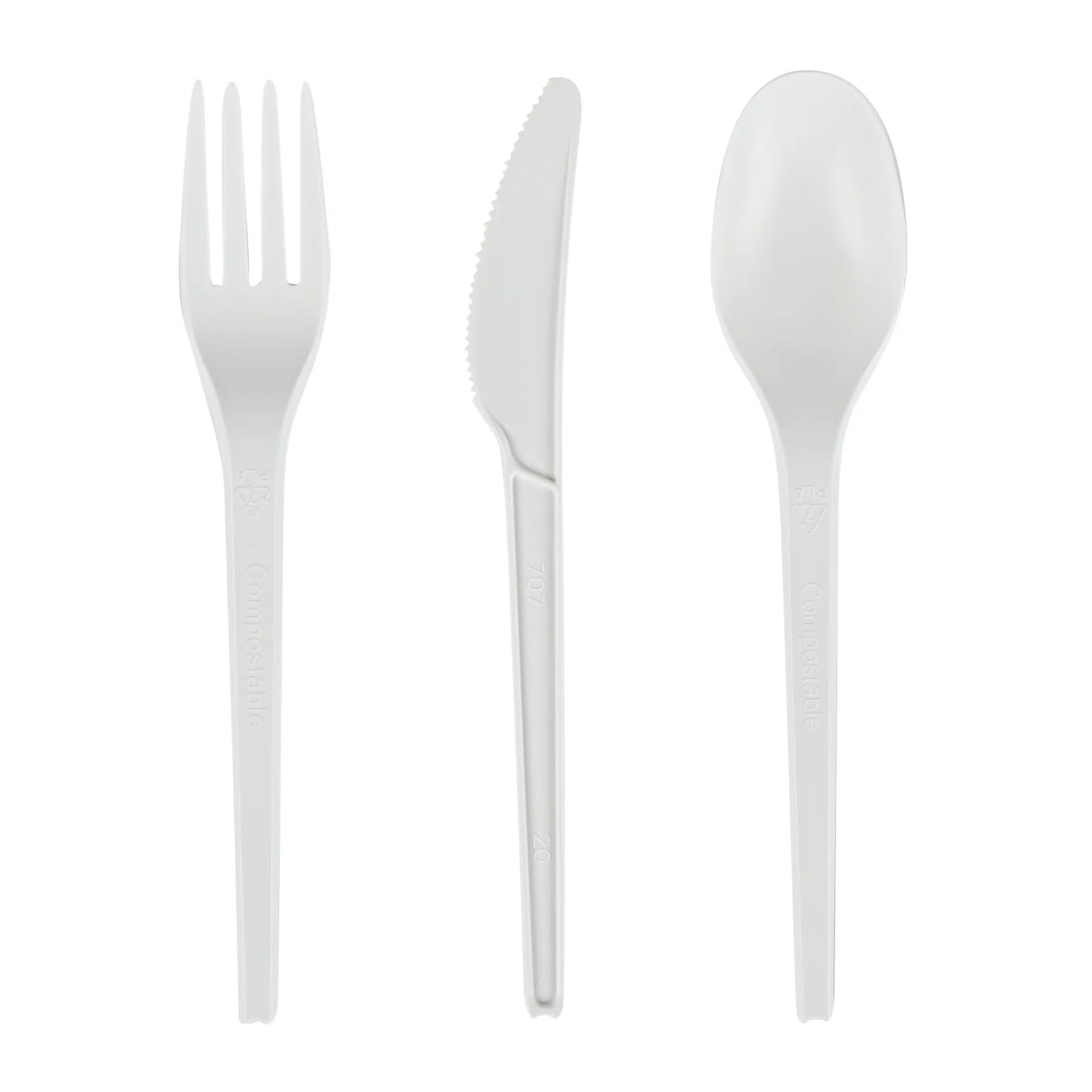 White Compostable CPLA Cutlery Set – 6.5 in, 290 Pieces per Box