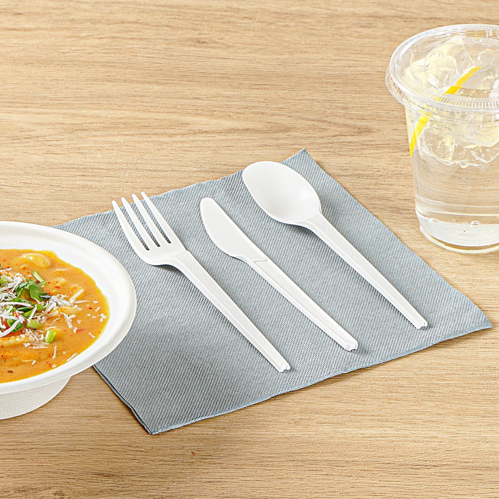 White Compostable CPLA Cutlery Set – 6.5 in, 290 Pieces per Box