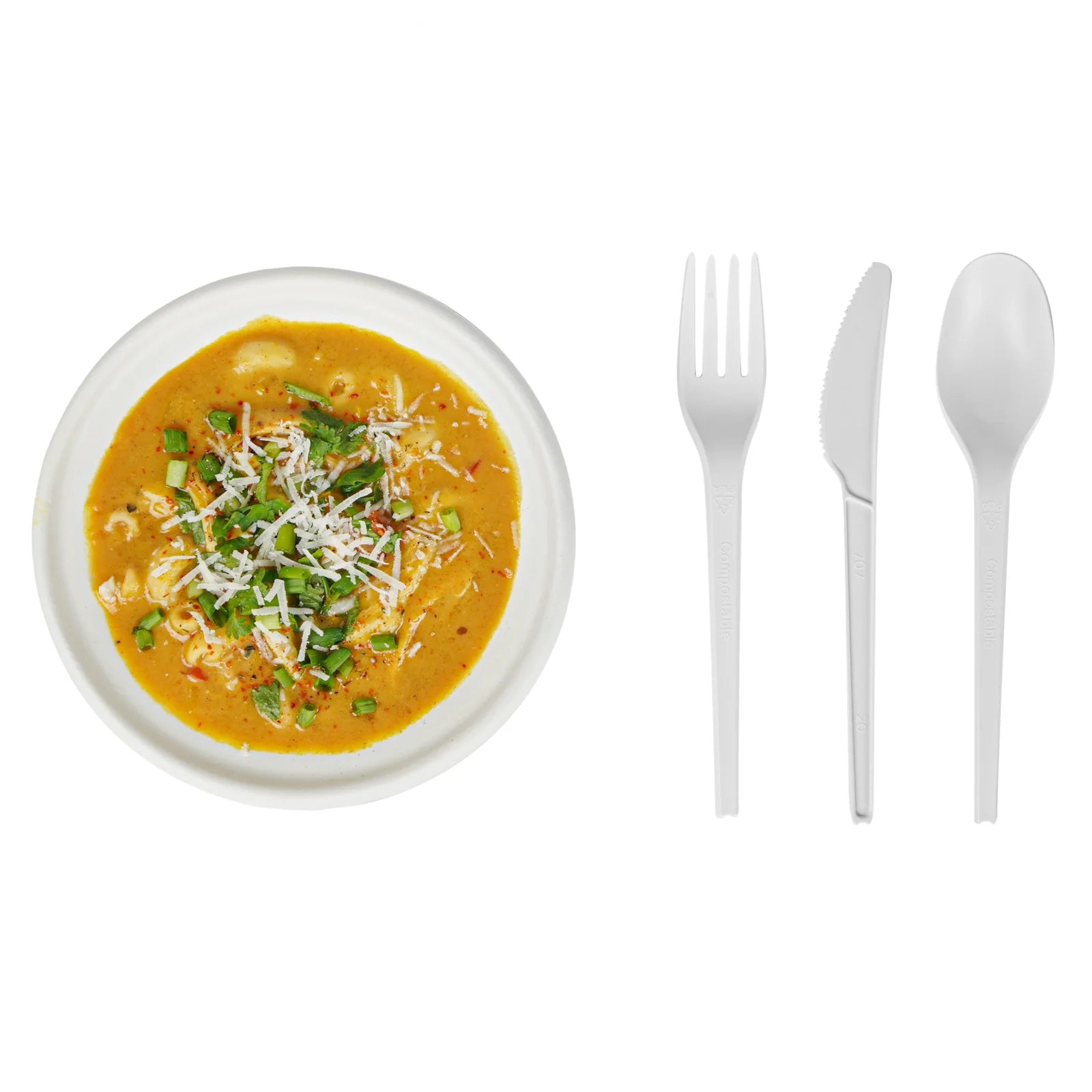 White Compostable CPLA Cutlery Set – 6.5 in, 290 Pieces per Box