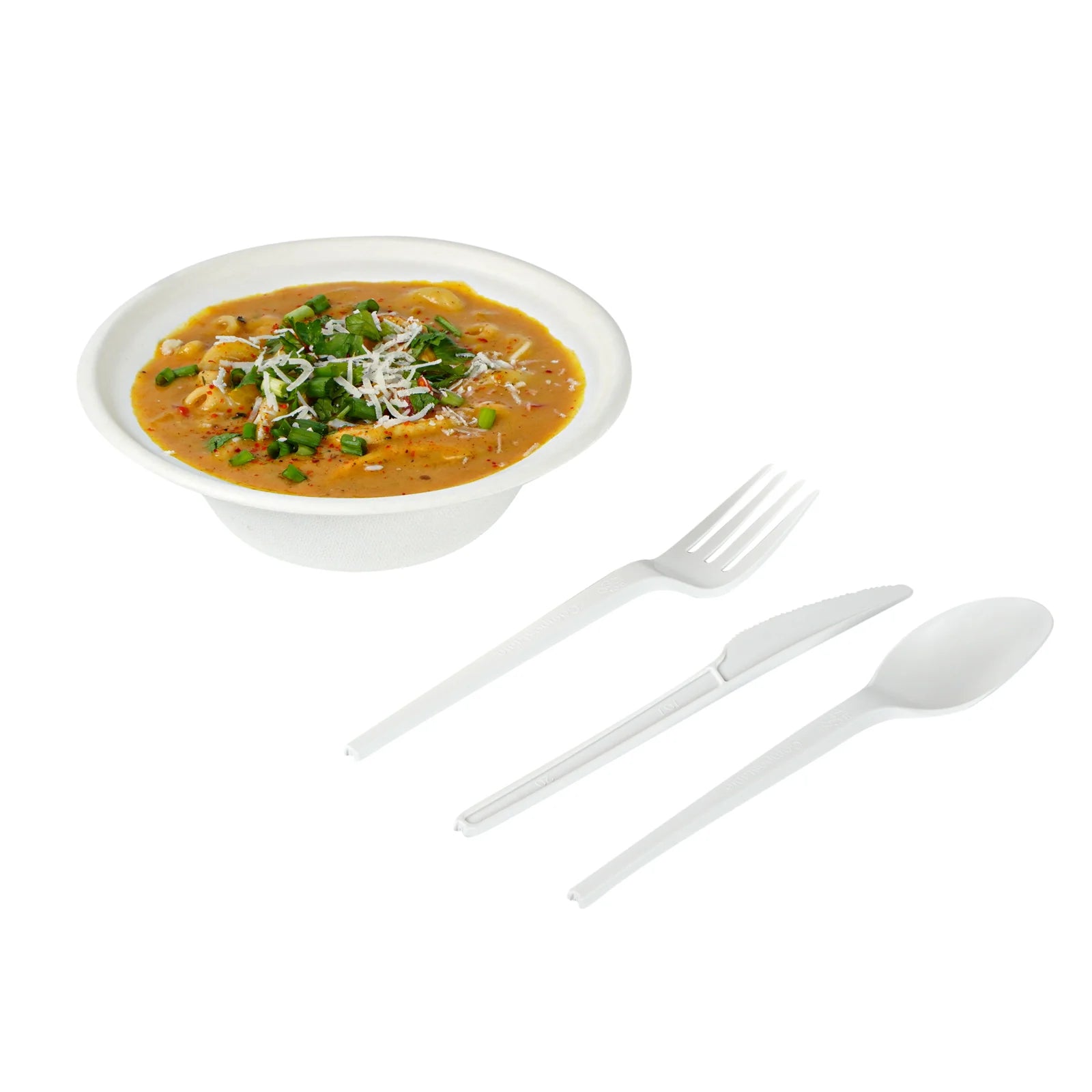 White Compostable CPLA Cutlery Set – 6.5 in, 290 Pieces per Box