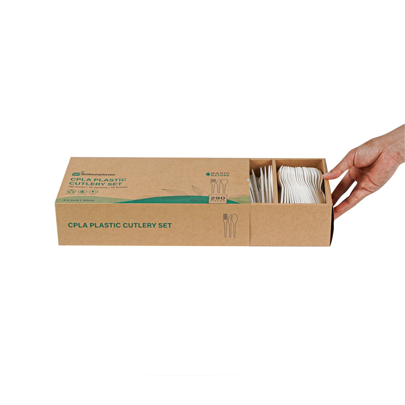 White Compostable CPLA Cutlery Set – 6.5 in, 290 Pieces per Box