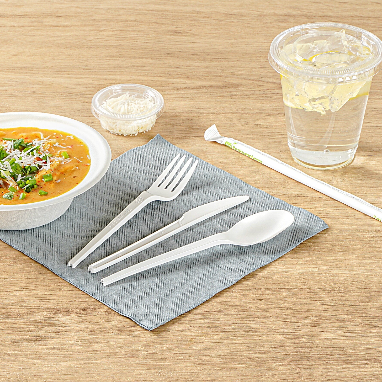 White Compostable CPLA Cutlery Set – 6.5 in, 290 Pieces per Box