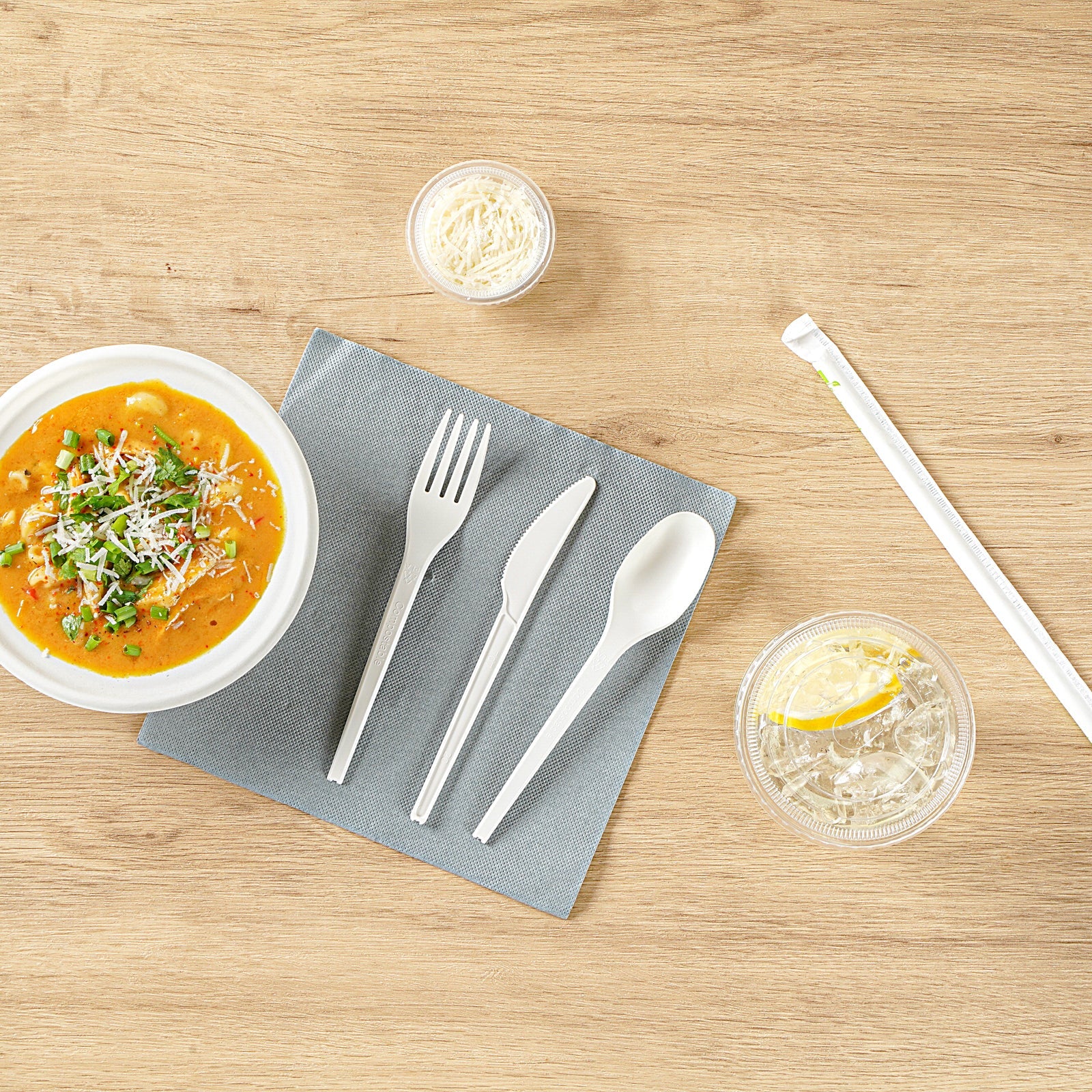 White Compostable CPLA Cutlery Set – 6.5 in, 290 Pieces per Box