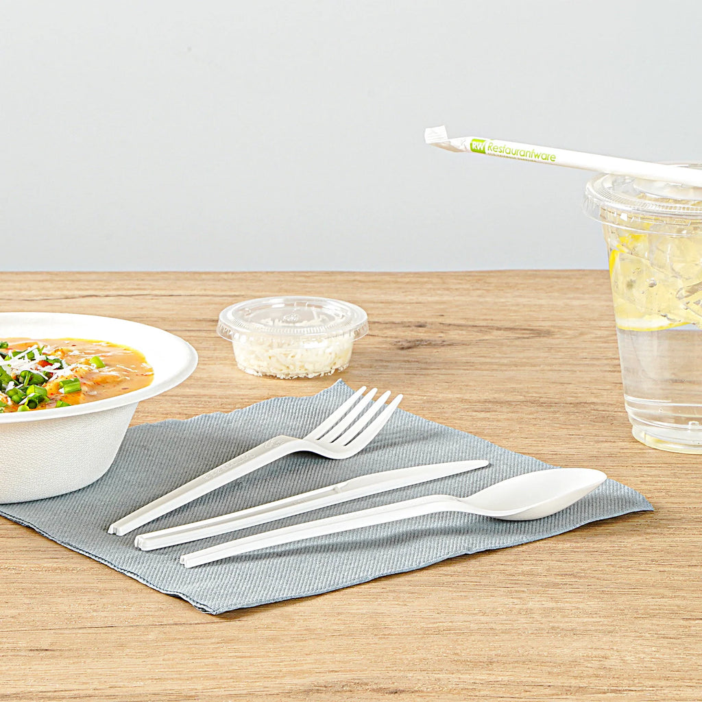 White Compostable CPLA Cutlery Set – 6.5 in, 290 Pieces per Box