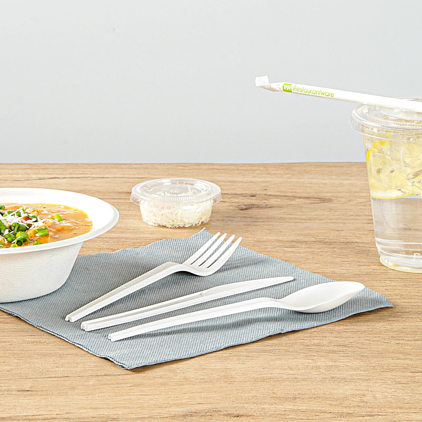 White Compostable CPLA Cutlery Set – 6.5 in, 290 Pieces per Box