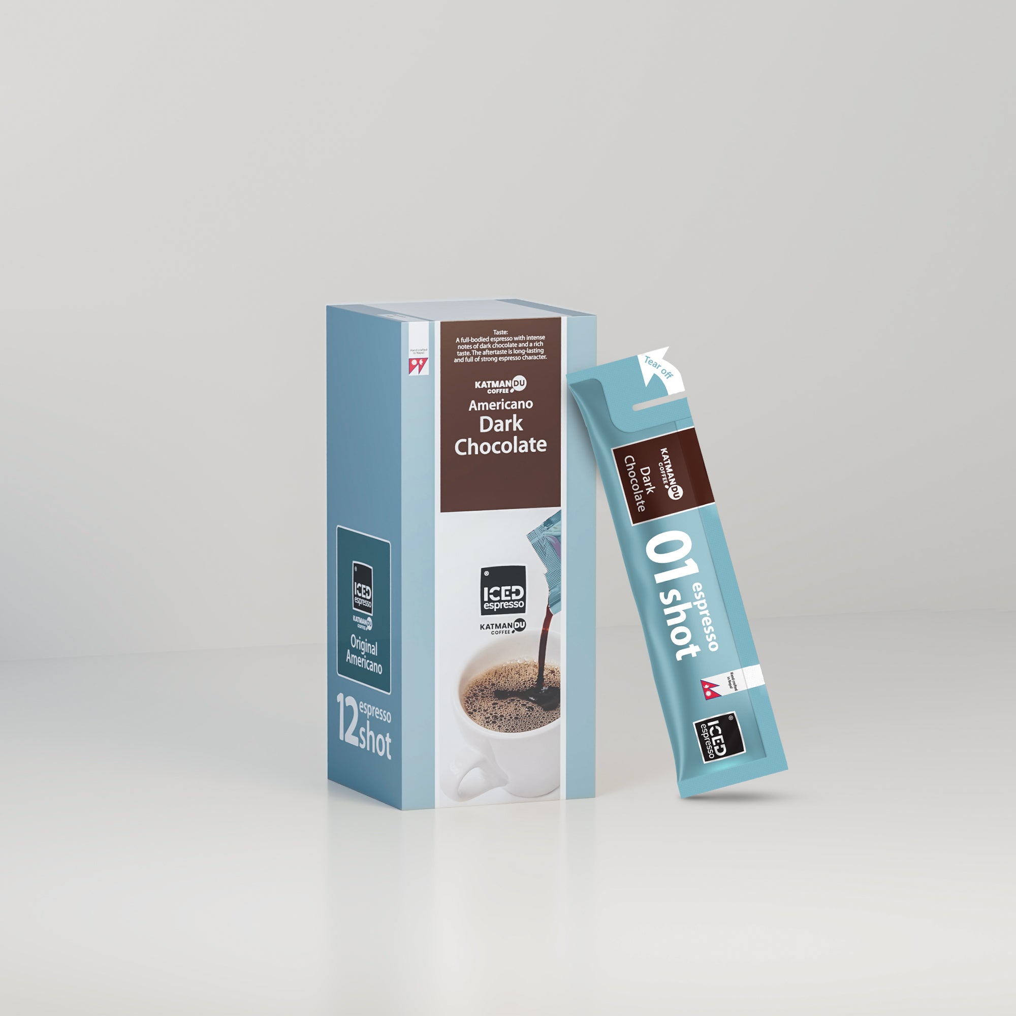 Dark Chocolate 40 ml iced espresso sachet, ready-to-use premium coffee